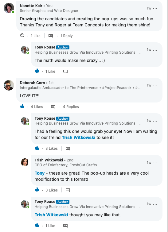 Responses to Team Concept LinkedIn Post